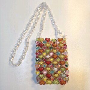 Candy Heart Colorful Acrylic Heart Beaded Crossbody Bag Novelty Hearts